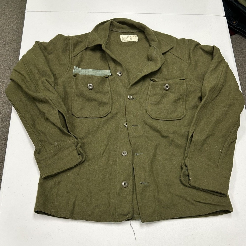 US Military Field Shirt Mens Small Green Good Wool Blend Cold Weather 1978